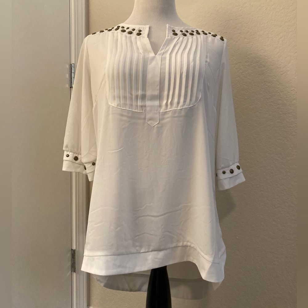 Angie White Blouse with Button Details